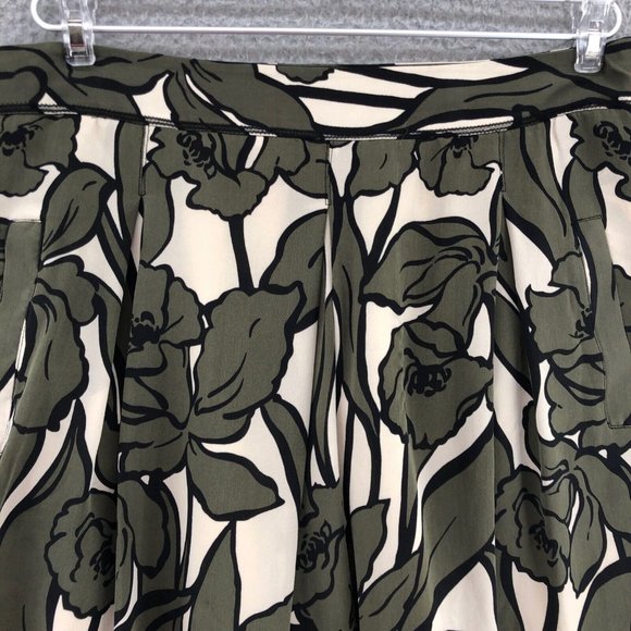BCBGMAXAZRIA Skirt Womens 4 Green Floral Silk Kailin Pleated Knee A Line Pocket - Picture 2 of 11